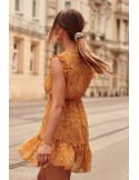 Delicate mustard floral dress PR3187 - Online store - Boutique